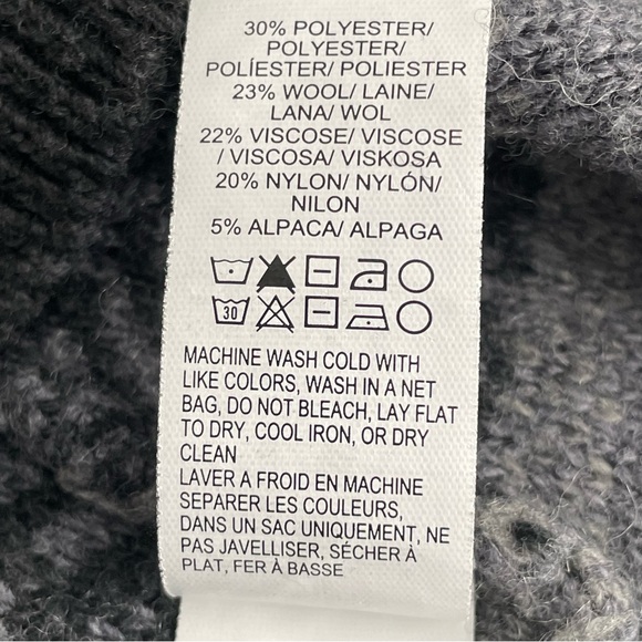 Lucky Brand Wool Alpaca V-Neck Striped Tunic White Gray Cream Lace Up Sweater M - Picture 7 of 7